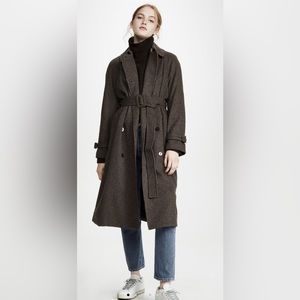 NWT Theory Classic Trench Brown Multi Hounds Flannel